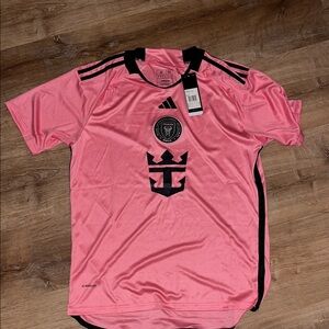 Pink Soccer Jersey with Black Accents